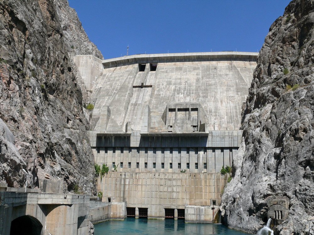 Toktogul hydroelectric station on the Naryn river