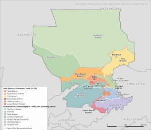 Map of Irad coloured by ISEZ district and ATR planning zone