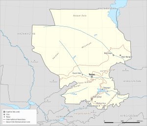 Reference map of Irad with rivers, mountain ranges, cities and neighbouring countries